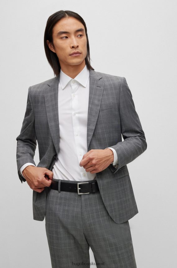 4TFNJN5120 أسود Hugo Boss حزام من الجلد الإيطالي مع أجزاء معدنية ذات تأثير عتيق باللون الأسود