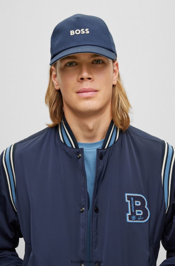 4TFNJN5123 أزرق غامق Hugo Boss قبعة هوغو من نسيج قطني طويل مع شعار باللون الأزرق الداكن