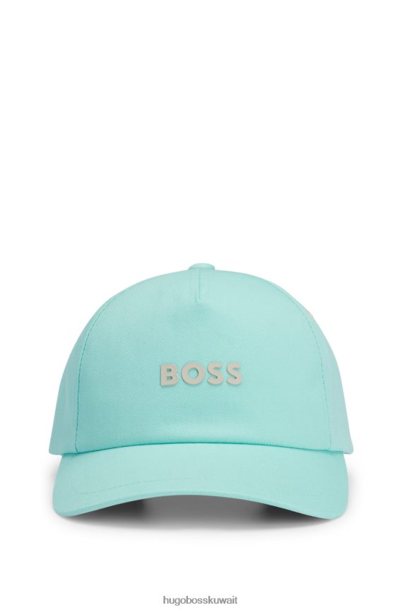 4TFNJN5125 الفيروز Hugo Boss قبعة من نسيج قطني طويل باللون الفيروزي مع شعار هوغو
