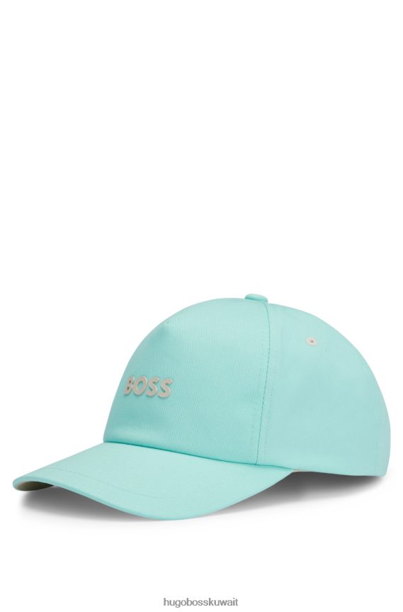 4TFNJN5125 الفيروز Hugo Boss قبعة من نسيج قطني طويل باللون الفيروزي مع شعار هوغو
