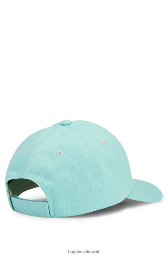 4TFNJN5125 الفيروز Hugo Boss قبعة من نسيج قطني طويل باللون الفيروزي مع شعار هوغو