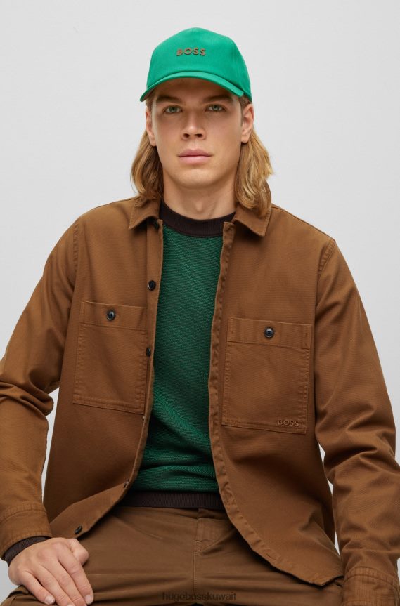 4TFNJN5126 أخضر Hugo Boss قبعة من نسيج قطني طويل مع شعار هوغو باللون الأخضر