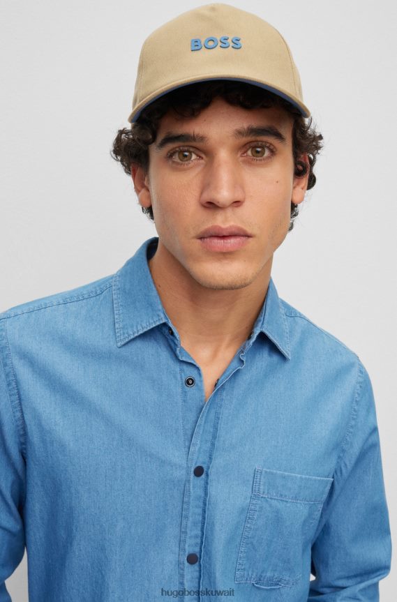 4TFNJN5127 اللون البيج Hugo Boss قبعة هوغو من القطن باللون البيج مع الشعار