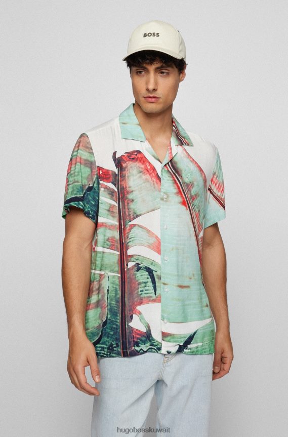 4TFNJN5128 البيج الفاتح Hugo Boss قبعة Hugo من نسيج قطني طويل باللون البيج الفاتح مع الشعار