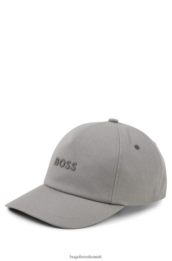 4TFNJN5129 رمادي فاتح Hugo Boss قبعة هوغو من نسيج قطني طويل مع شعار باللون الرمادي الفاتح
