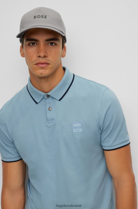 4TFNJN5129 رمادي فاتح Hugo Boss قبعة هوغو من نسيج قطني طويل مع شعار باللون الرمادي الفاتح