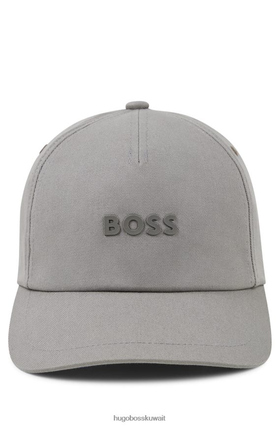 4TFNJN5129 رمادي فاتح Hugo Boss قبعة هوغو من نسيج قطني طويل مع شعار باللون الرمادي الفاتح