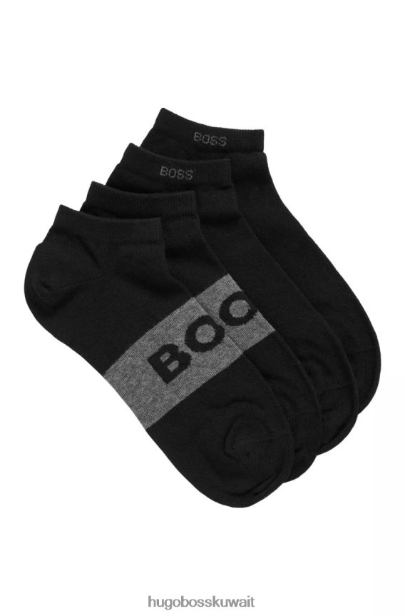 4TFNJN512 أبيض أسود Hugo Boss عبوة من قطعتين من الجوارب ذات الشعار 50469720 باللون الأبيض