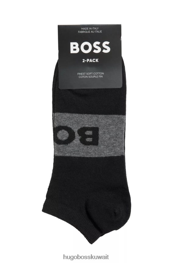 4TFNJN512 أبيض أسود Hugo Boss عبوة من قطعتين من الجوارب ذات الشعار 50469720 باللون الأبيض