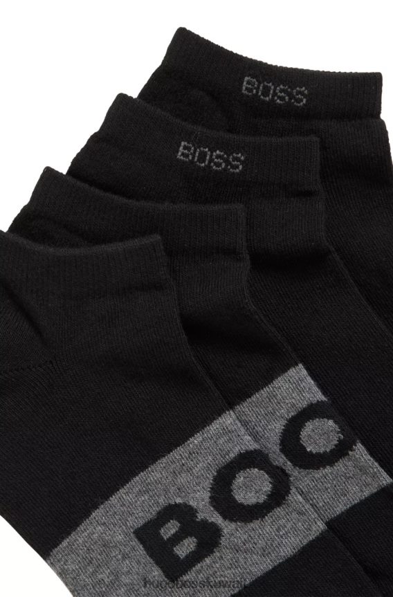 4TFNJN512 أبيض أسود Hugo Boss عبوة من قطعتين من الجوارب ذات الشعار 50469720 باللون الأبيض