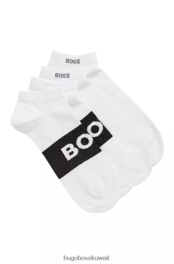 4TFNJN512 أبيض أسود Hugo Boss عبوة من قطعتين من الجوارب ذات الشعار 50469720 باللون الأبيض