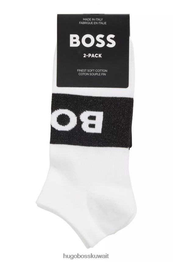 4TFNJN512 أبيض أسود Hugo Boss عبوة من قطعتين من الجوارب ذات الشعار 50469720 باللون الأبيض