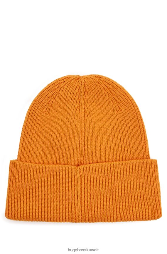 4TFNJN5131 برتقالي قاتم Hugo Boss قبعة صغيرة برتقالية داكنة من مزيج القطن مع شعار هوغو مطرز ثلاثي الأبعاد