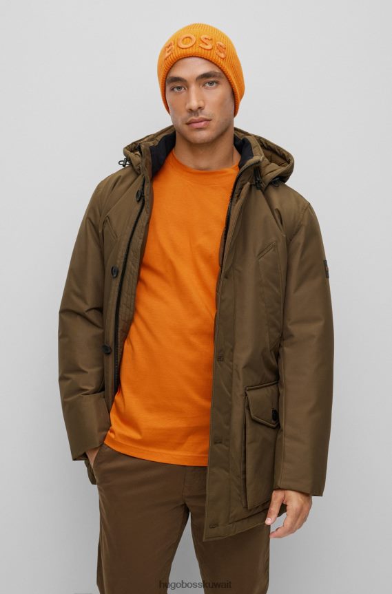 4TFNJN5131 برتقالي قاتم Hugo Boss قبعة صغيرة برتقالية داكنة من مزيج القطن مع شعار هوغو مطرز ثلاثي الأبعاد