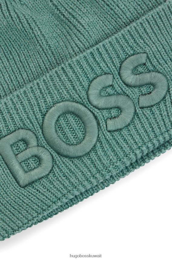 4TFNJN5132 أخضر Hugo Boss قبعة صغيرة من مزيج القطن مع شعار مطرز ثلاثي الأبعاد باللون الأخضر
