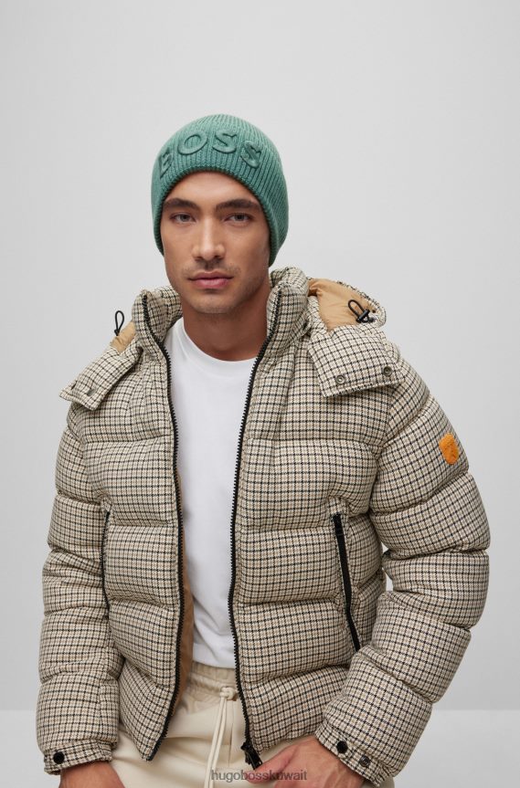 4TFNJN5132 أخضر Hugo Boss قبعة صغيرة من مزيج القطن مع شعار مطرز ثلاثي الأبعاد باللون الأخضر