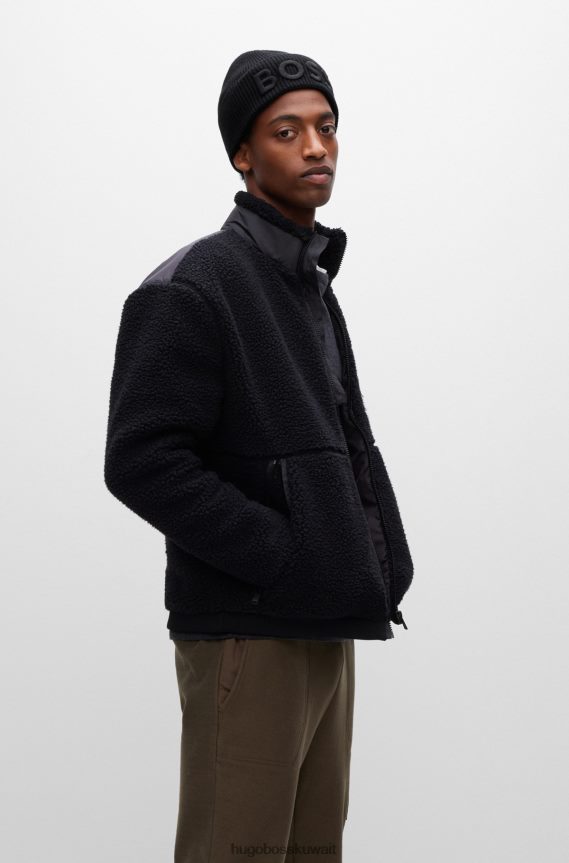 4TFNJN5133 أسود Hugo Boss قبعة صغيرة من مزيج القطن من هوغو باللون الأسود مع شعار مطرز ثلاثي الأبعاد