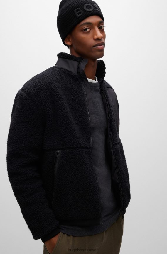 4TFNJN5133 أسود Hugo Boss قبعة صغيرة من مزيج القطن من هوغو باللون الأسود مع شعار مطرز ثلاثي الأبعاد