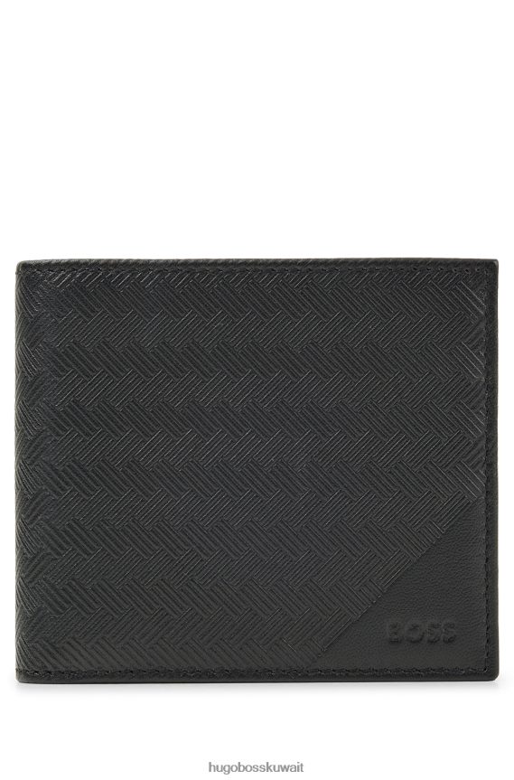 4TFNJN5135 أسود Hugo Boss محفظة في علبة هدايا وحلقة مفاتيح من الجلد المدبوغ