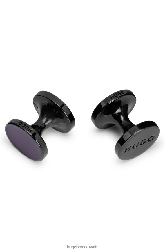 4TFNJN5136 أسود Hugo Boss أزرار أكمام مستديرة من هوغو مع مينا ملونة باللون الأسود