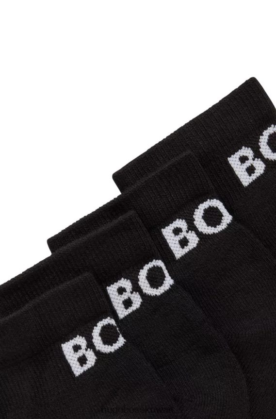 4TFNJN513 أسود/أبيض Hugo Boss عبوة من قطعتين من الجوارب الرياضية 50469859 باللون الأسود