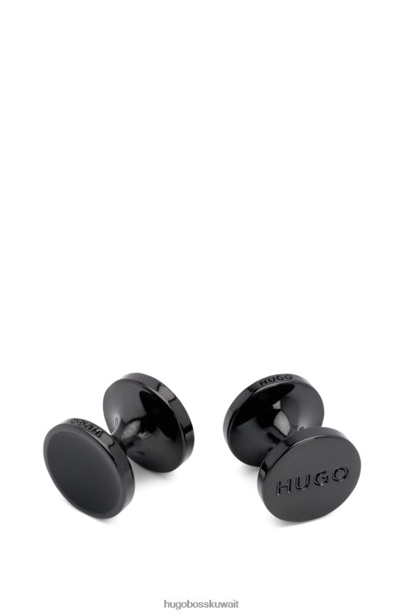 4TFNJN5140 أسود Hugo Boss أزرار أكمام هوغو مستديرة باللون الأسود مع قلب من المينا الملون