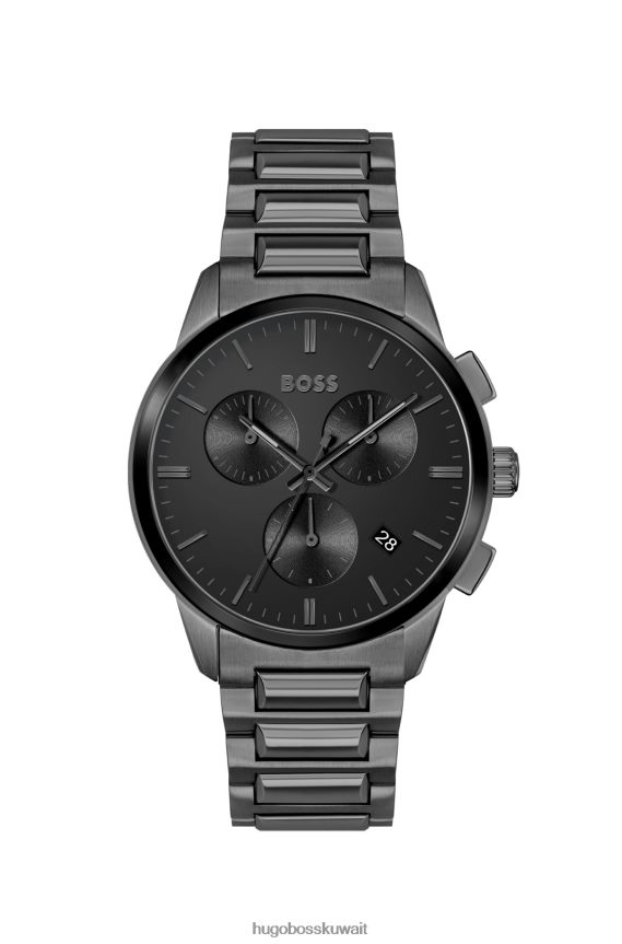 4TFNJN5143 حزمة مسبقة متنوعة Hugo Boss ساعة كرونوغراف مطلية باللون الرمادي مع سوار متصل، مجموعة متنوعة مسبقًا من هوغو