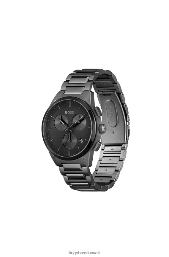 4TFNJN5143 حزمة مسبقة متنوعة Hugo Boss ساعة كرونوغراف مطلية باللون الرمادي مع سوار متصل، مجموعة متنوعة مسبقًا من هوغو