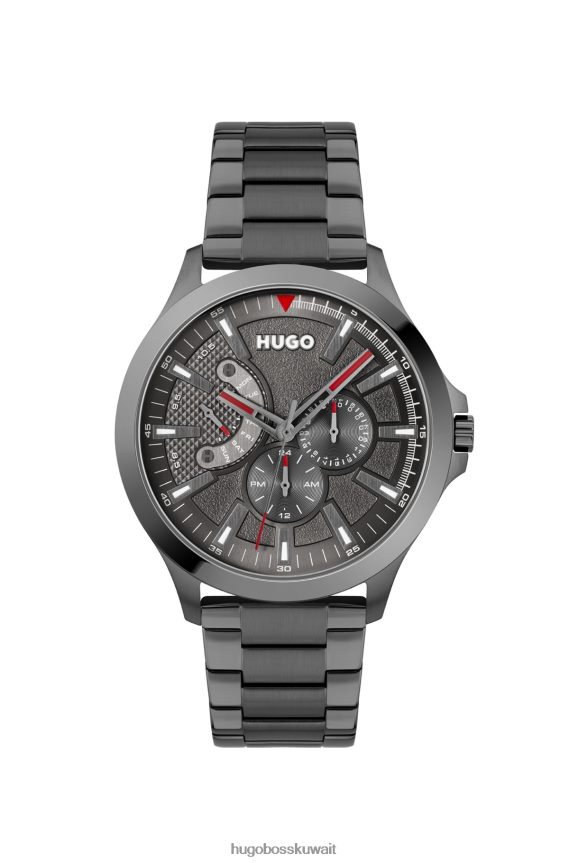 4TFNJN5144 حزمة مسبقة متنوعة Hugo Boss ساعة متنوعة ومتعددة الوظائف مطلية باللون الرمادي مع سوار هوغو