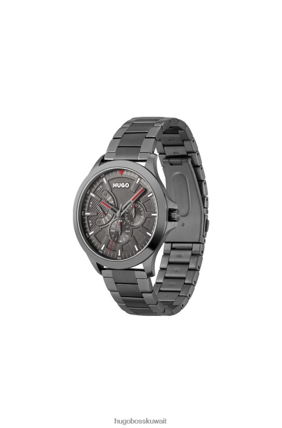 4TFNJN5144 حزمة مسبقة متنوعة Hugo Boss ساعة متنوعة ومتعددة الوظائف مطلية باللون الرمادي مع سوار هوغو