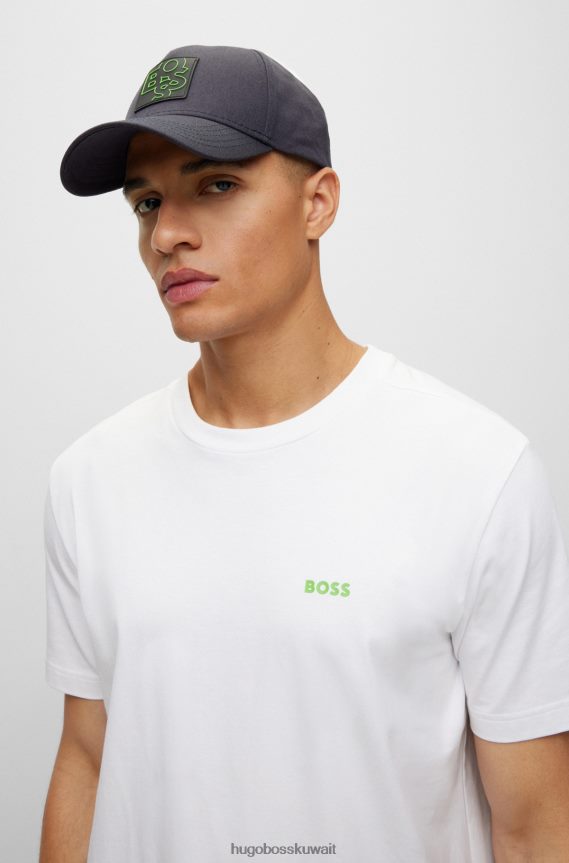 4TFNJN5145 أزرق غامق Hugo Boss قبعة من نسيج قطني طويل مع شارة هوغو بشعار الهز باللون الأزرق الداكن