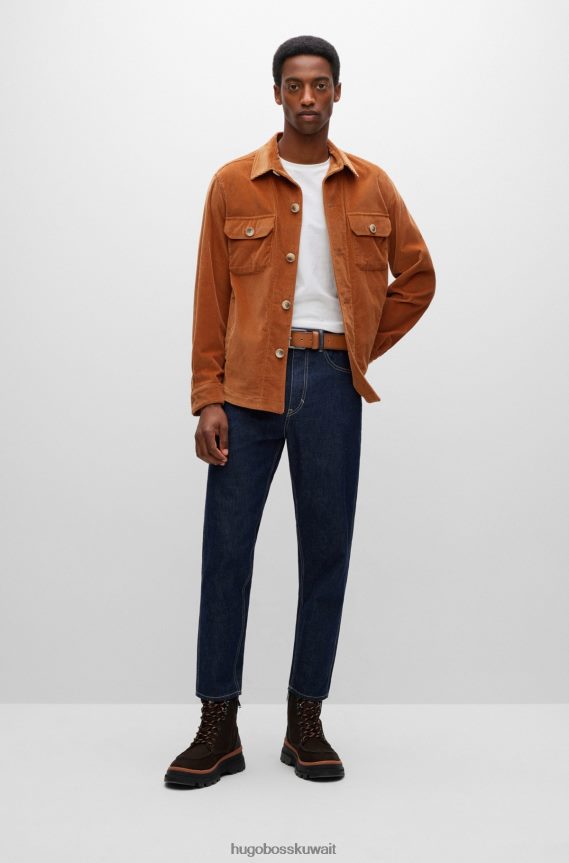 4TFNJN5147 بني Hugo Boss هوغو حزام من الجلد البني مع مشبك الشعار