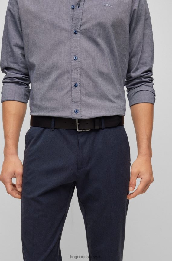4TFNJN5148 أسود Hugo Boss حزام جلد هوغو مع مشبك شعار أسود