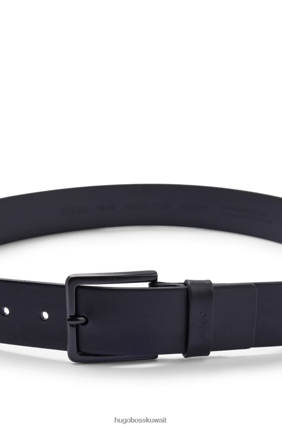 4TFNJN5152 أسود Hugo Boss حزام جلد هوغو أسود مع أجزاء معدنية غير لامعة