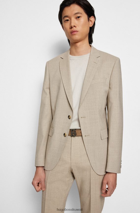 4TFNJN5158 بني Hugo Boss حزام من جلد الغزال الإيطالي هوغو باللون البني مع أجزاء معدنية مصقولة