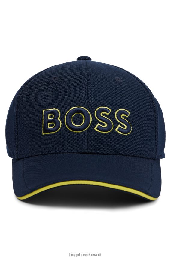 4TFNJN5161 أزرق غامق Hugo Boss قبعة شبكية من بيكوا © مع شعار مطرز ثلاثي الأبعاد باللون الأزرق الداكن