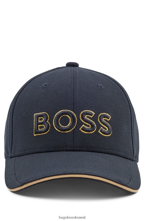4TFNJN5163 أزرق غامق Hugo Boss قبعة بيكيه © شبكية مع شعار مطرز ثلاثي الأبعاد هوغو باللون الأزرق الداكن
