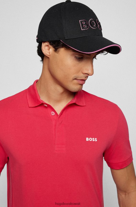 4TFNJN5164 أسود Hugo Boss قبعة هوغو بيكوا© شبكية سوداء مع شعار مطرز ثلاثي الأبعاد