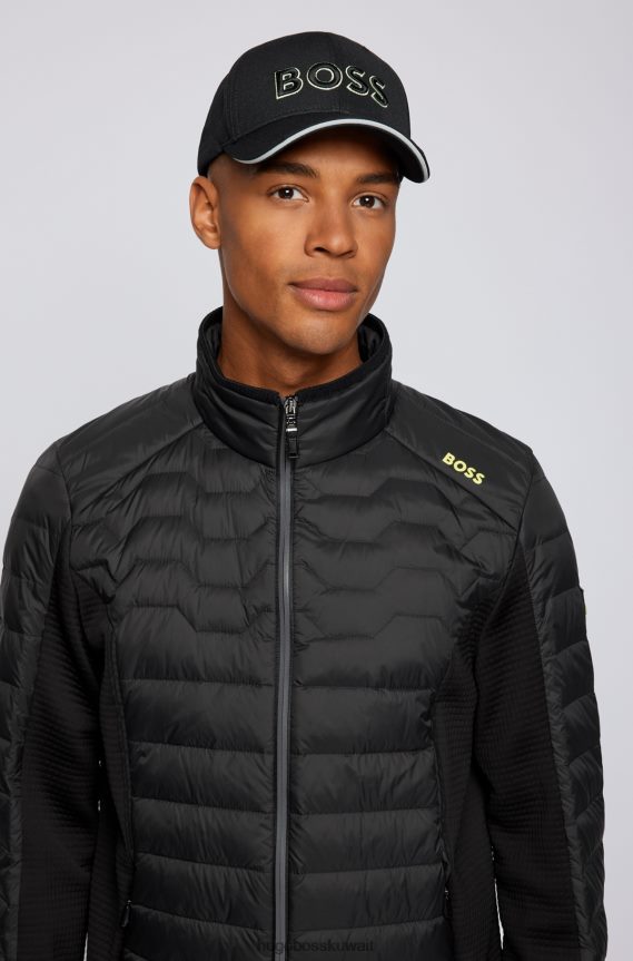 4TFNJN5165 أسود Hugo Boss قبعة هوغو بيكيه © شبكية سوداء مع شعار مطرز ثلاثي الأبعاد