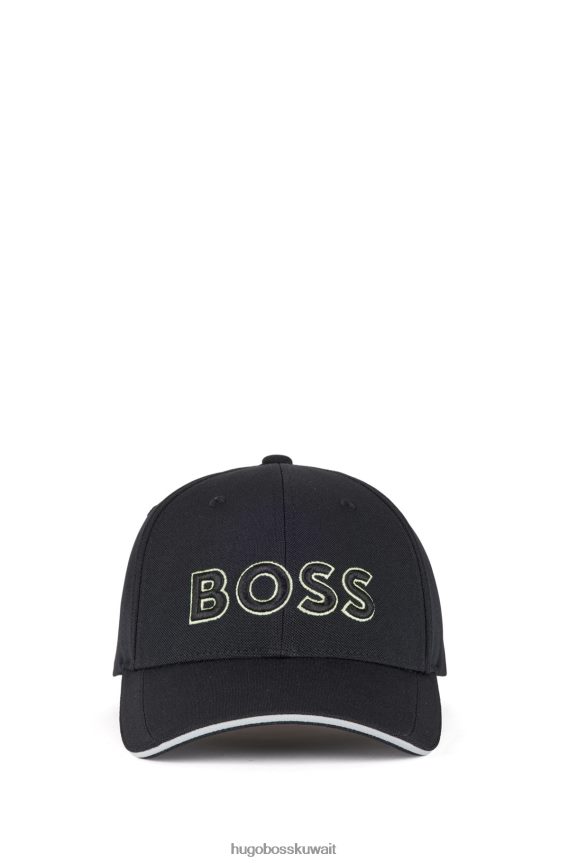 4TFNJN5165 أسود Hugo Boss قبعة هوغو بيكيه © شبكية سوداء مع شعار مطرز ثلاثي الأبعاد