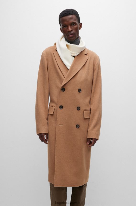 4TFNJN5169 أبيض Hugo Boss وشاح مضلع من خيوط ناعمة مع شارة شعار هوغو من السيليكون باللون الأبيض