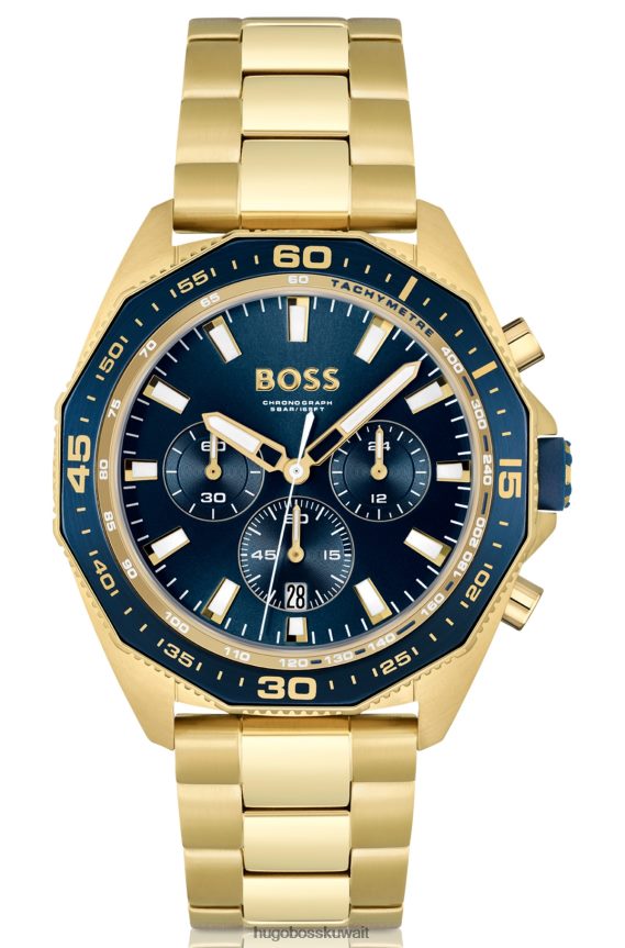 4TFNJN5175 حزمة مسبقة متنوعة Hugo Boss ساعة كرونوغراف بقرص أزرق مع إطار هندسي من Hugo وحزمة مسبقة متنوعة