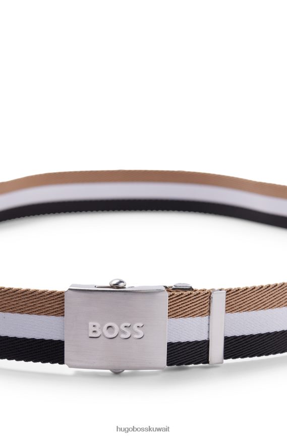 4TFNJN5179 منقوشة Hugo Boss حزام بنقشة Hugo مع إبزيم بشعار الماركة