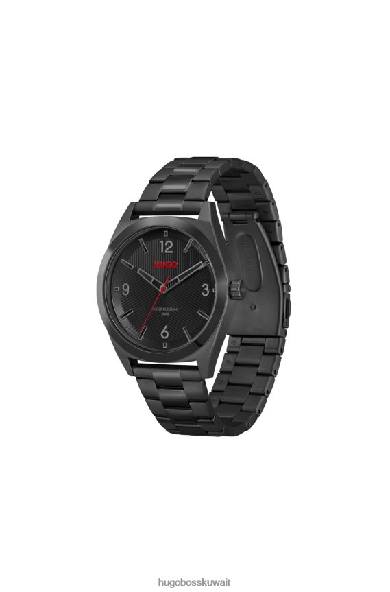 4TFNJN5182 حزمة مسبقة متنوعة Hugo Boss ساعة متنوعة مطلية باللون الأسود مع مينا أسود مزخرف