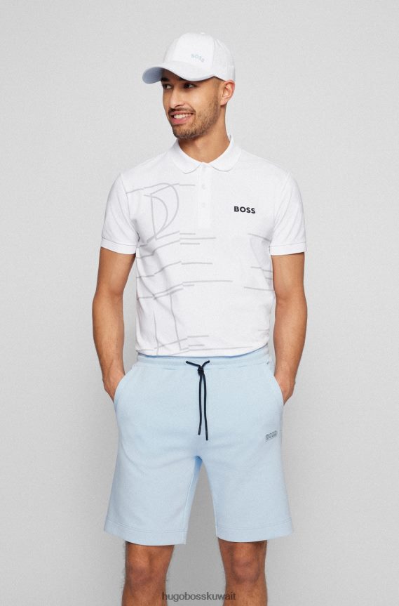 4TFNJN5184 أبيض Hugo Boss قبعة هوغو بيضاء من نسيج قطني طويل مع شعار متباين وطرف