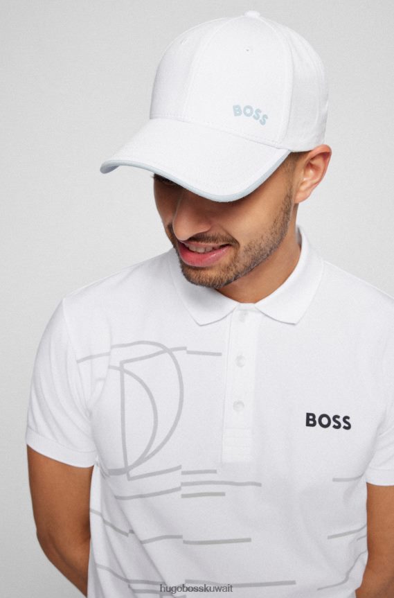 4TFNJN5184 أبيض Hugo Boss قبعة هوغو بيضاء من نسيج قطني طويل مع شعار متباين وطرف