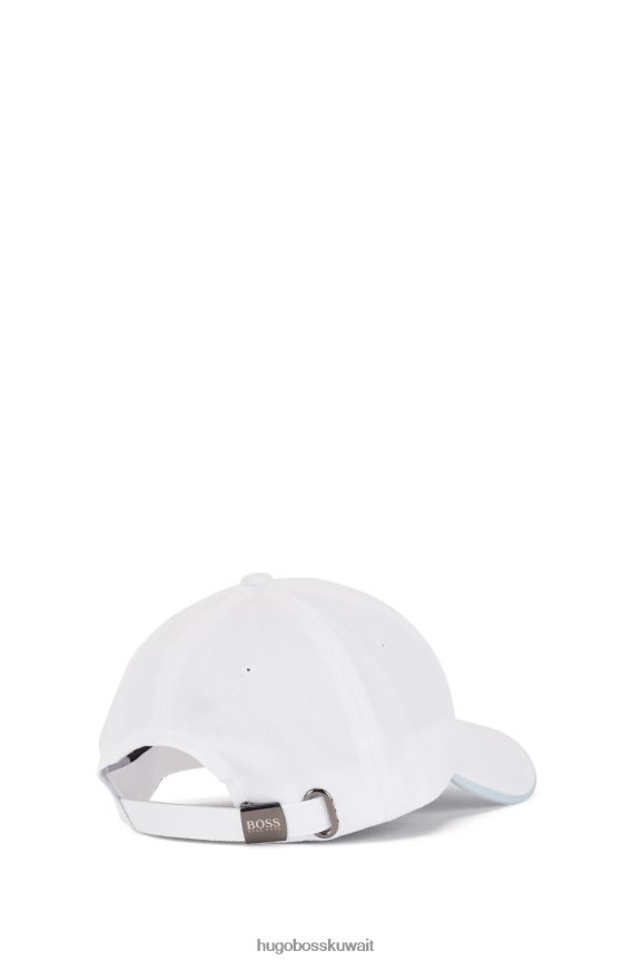 4TFNJN5184 أبيض Hugo Boss قبعة هوغو بيضاء من نسيج قطني طويل مع شعار متباين وطرف