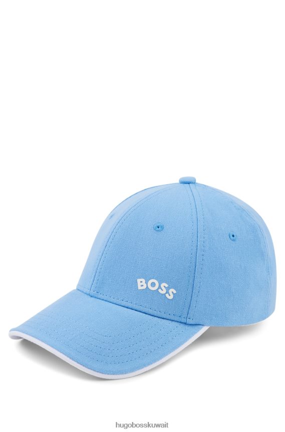 4TFNJN5185 أزرق Hugo Boss قبعة Hugo من نسيج قطني طويل باللون الأزرق مع شعار وطرف متباين