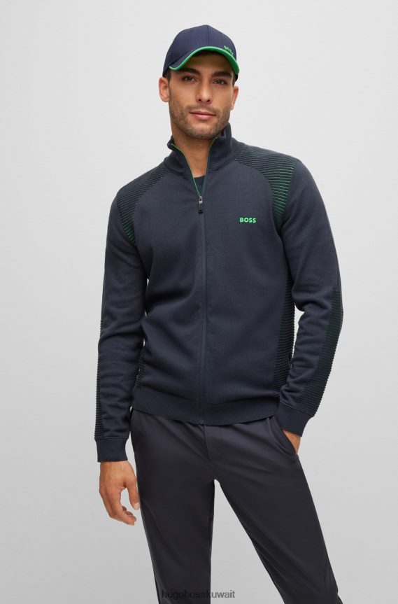 4TFNJN5186 أزرق غامق Hugo Boss قبعة Hugo من نسيج قطني طويل مع شعار متباين ولون أزرق داكن