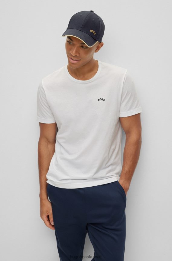 4TFNJN5187 أزرق Hugo Boss قبعة من نسيج قطني طويل مع شعار متباين وهوغو باللون الأزرق